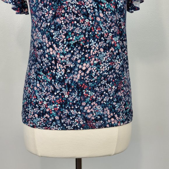 LOFT Outlet Soft Stretchy Ditsy Floral Short Ruffle Sleeve Top, Size M - Picture 9 of 12